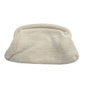 Vintage 1950s Lumured Beaded Ivory Corde Clutch Purse Mid-Century Made in USA